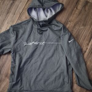 Nike Gray Hooded Sweatshirt with White "Just do it." Script